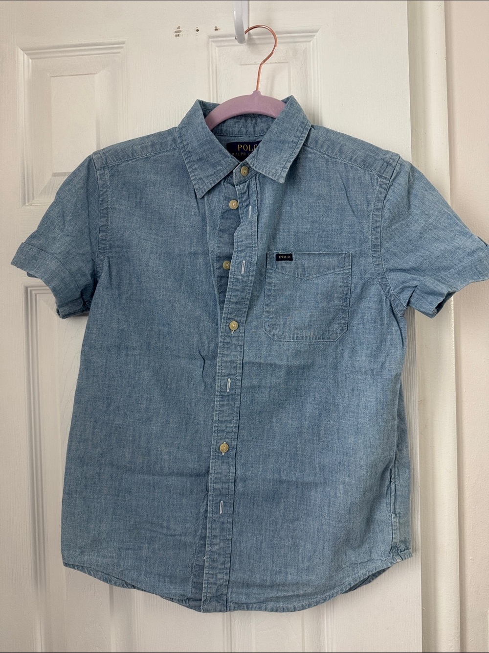 Polo by Ralph Lauren Light Blue Short Sleeve Chambray Button-Down Shirt